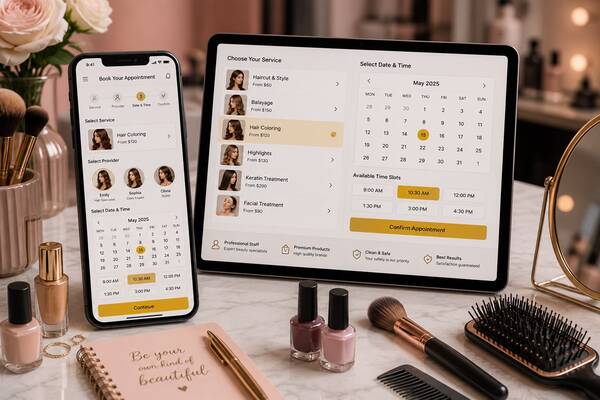Online beauty salon appointment booking through a website